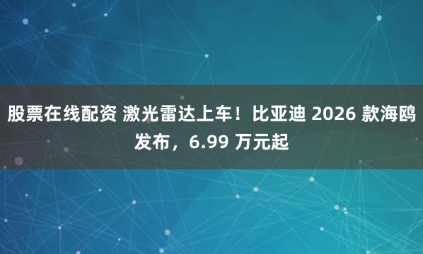 股票在线配资 激光雷达上车！比亚迪 2026 款海鸥发布，6.99 万元起